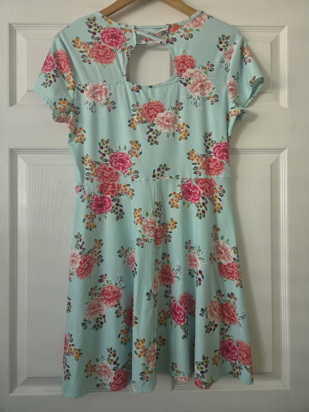 No Boundaries Mint Floral Dress with Pink and Coral Accents Women's XL - Picture 7 of 7
